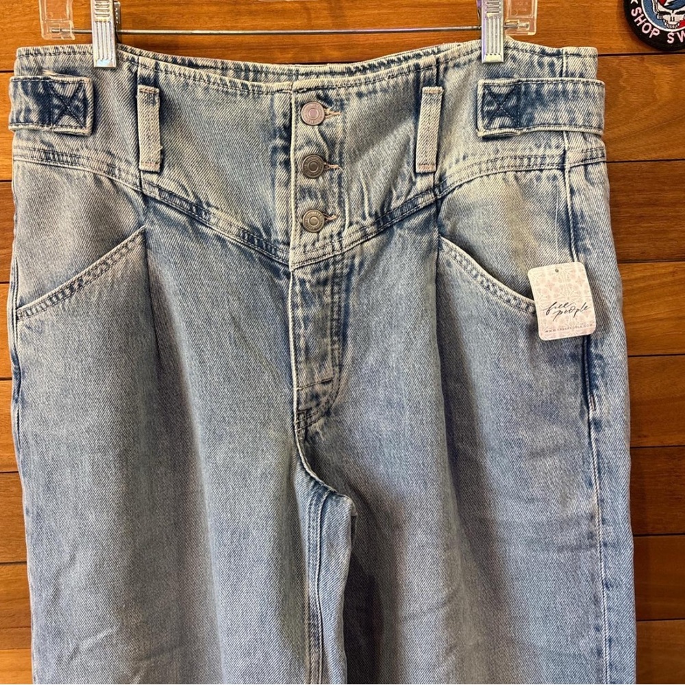 We The Free High Rise Super Sweeper Denim Jeans in Light Blue